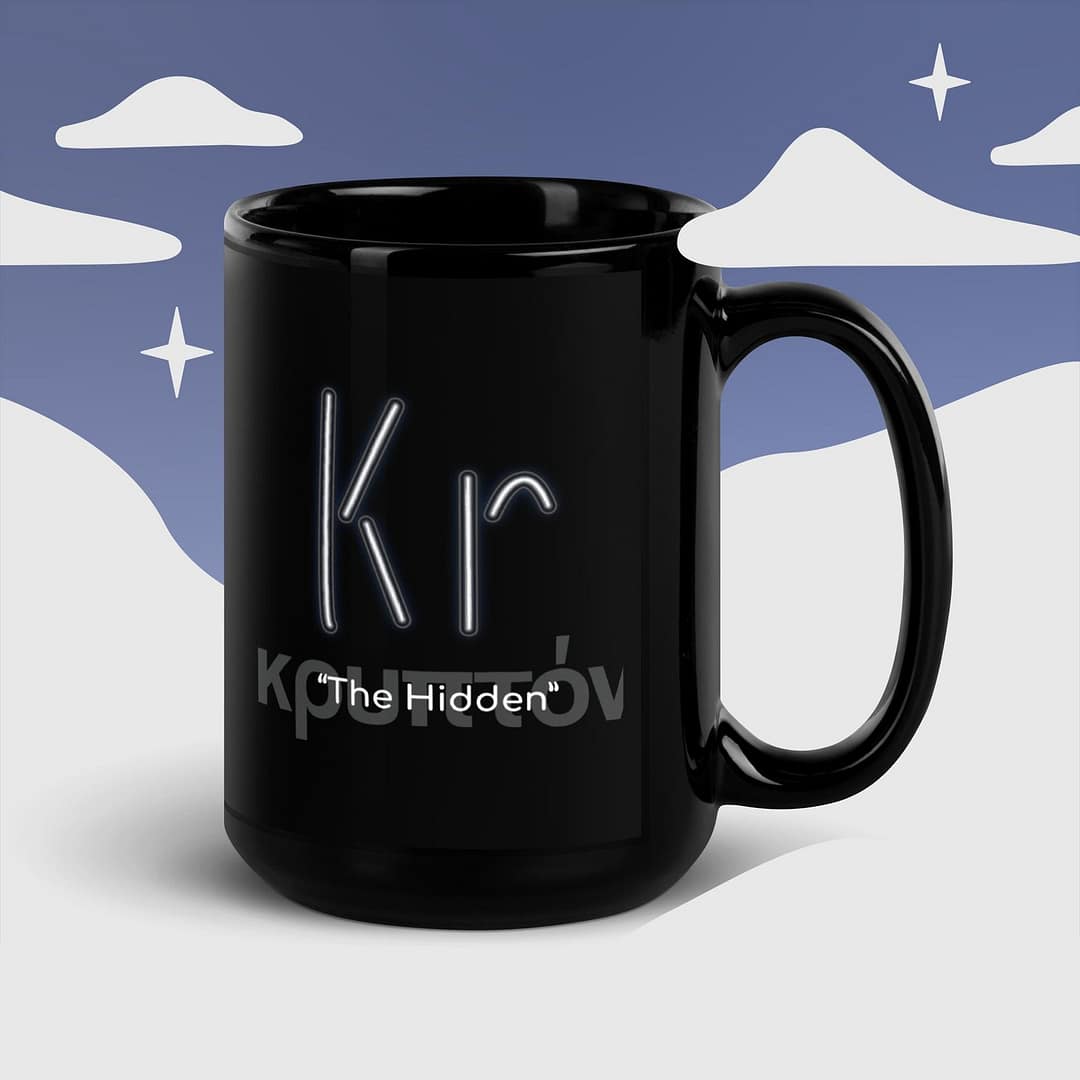 Krypton: The Hidden | Black Glossy Mug - Image 2
