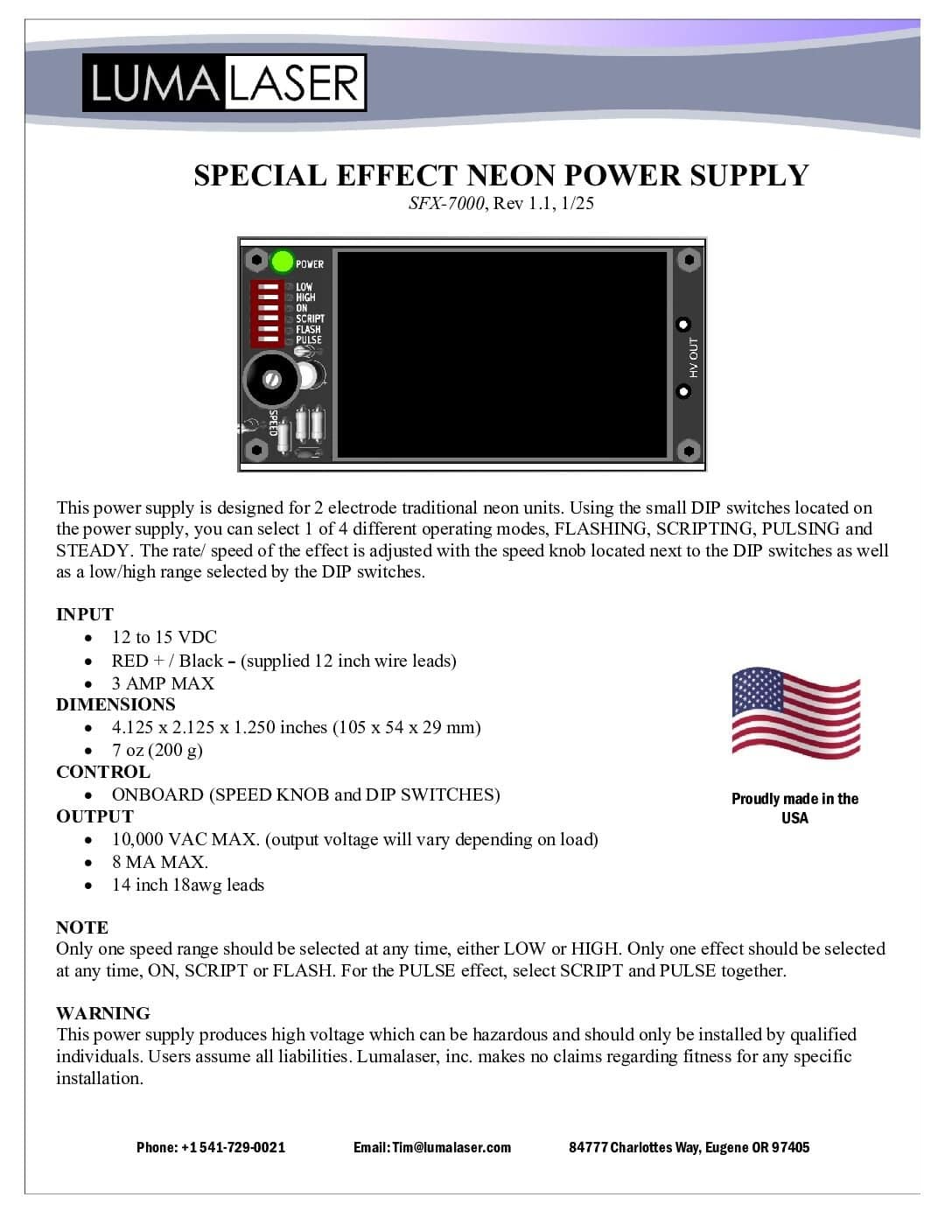 SFX-7000 | Special Effects Neon Power Supply (LumaLaser) - Image 3